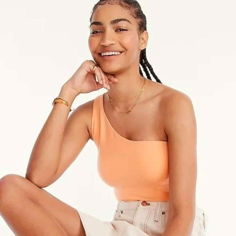 J. Crew FormKnit One Shoulder Tank Top XS Minimalist Summer Orange Festival Boho